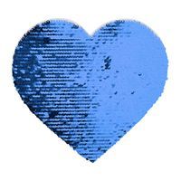 Dwukolorowe cekiny do sublimacji i aplikacji na tekstyliach - niebieskie serce 22 x 19,5 cm na białym podkładzie