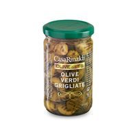 Włoskie Grillowane Oliwki Zielone Bez Pestek w Zalewie Solankowej "Olive Verdi Grigliate in Salamoia / Grilled Green Olives in Brine" 300g Casa Rinaldi