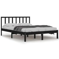 Rama łóżka, czarna, lite drewno sosnowe, 120x190 cm, dwuosobowa