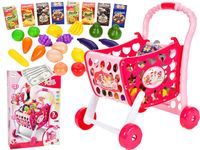 Wózek na zakupy dla dzieci do zabawy z akcesoriami Różowy