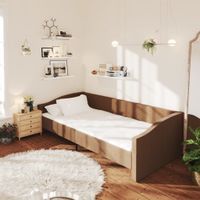 Emaga Rama łóżka, USB, brązowa, tapicerowana tkaniną, 90x200 cm