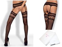 Pończochy z pasem garter stockings Obsessive S/M/L Nero