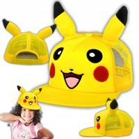 Czapka Z Daszkiem Pikachu Pokemon Z Uszami Żółta dla Dzieci Regulowana