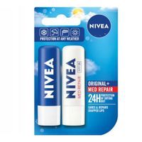 NIVEA_SET Original Care Lip pomadka ochronna do ust 5,5ml + Med Repair SPF15 pielegnująca pomadka do ust 5,5ml