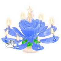 Świeczka kwiatek grający HAPPY BIRTHDAY niebieska