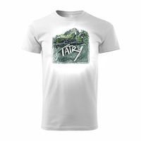 Koszulka z górami w góry turystyczna z Tatrami Tatry Słowacja trekkingowa męska biała REGULAR XL