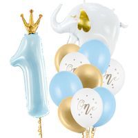 Zestaw balonów na roczek dla chłopczyka niebieski 1 urodziny
