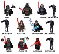 Malgus Maul Vader Kylo Ren Sidious figurki 12szt +karta lego star wars