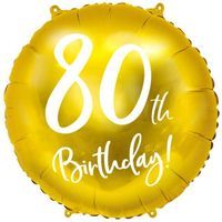 Balon foliowy "80 Urodziny 80th Birthday", złoty, PartyDeco, 18", RND