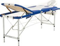 Stół, łóżko do masażu 3-segmentowe aluminiowe dwukolorowe Biało Niebieskie