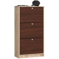 SZAFKA NA BUTY 3 UCHYLNE DRZWICZKI 60 CM - DĄB SONOMA-WENGE