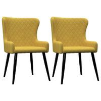 Krzesła do jadalni, 2 szt., żółte, aksamit