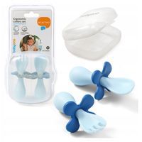 BABYONO Sztućce ergonomiczne do nauki jedzenia dla dzieci niebieskie