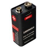Akumulator bateria 9V 1000mah USB 6LR61 6F22 6AM6 MN1604 Block MN1604