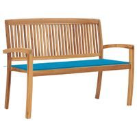 Sztaplowana ławka ogrodowa z poduszką, 128,5 cm, drewno tekowe
