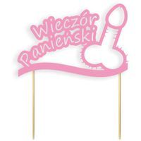 Topper papierowy "Wieczór Panieński Penis", różowa,  17 cm