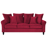 Sofa 3-osobowa welurowa czerwona BORNHOLM