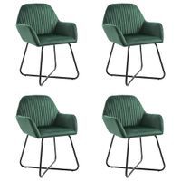 Krzesła jadalniane, 4 szt., zielone, aksamitne