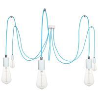 Lampa Wisząca Pająk 7 Błękitno Biała Połysk z Chromem E27