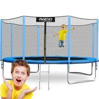 Trampolina ogrodowa, siatka zewnętrzna i drabinka, Neo-Sport, 12ft, 374 cm