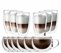 Zestaw Szklanek Termicznych z Podwójną Ścianką Cappucino Latte 12szt