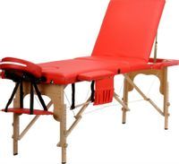 Stół, łóżko do masażu 3-segmentowe drewniane Czerwony