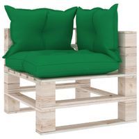 Sofa narożna z palet, z poduszkami, drewno sosnowe