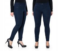 Duże Granatowe Spodnie Rurki Jeans Damskie 3357 44