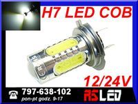 żarówka LED H7 5 COB dzienne DRL 12v 24v biała zimna