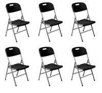 Zestaw 6 krzeseł cateringowych bankietowych do ogrodu składane tworzywo sztuczne kolor czarny