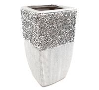 Wazon glamour z kryształkami diamenciki srebrny kwadratowy