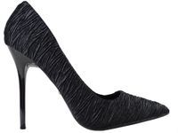 Atłasowe czarne szpilki modne buty damskie 37