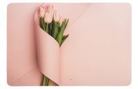 Podkładka mata na stół dwustronna korkowa laminowana 39x28,5 cm  wz. 9 tulipany pudrowy róż