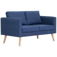 2-osobowa sofa tapicerowana tkaniną, niebieska