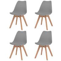 Krzesła Do Jadalni, 4 Szt., Sztuczna Skóra, Lite Drewno, Szare