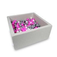 Suchy basen 90x90x40cm jasnoszary z piłeczkami 400szt (różowe, perłowe, szare)