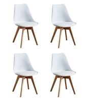 Zestaw 4szt krzeseł Skandynawskie E-8251 z poduszką nogi drewniane do kuchni salonu jadalni loft białe