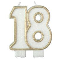 Świeczka na tort "18", ARPEX, złota brokatowa, 6 cm