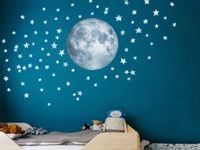 Realistyczny Księżyc i gwiazdy, gwiazdki - Naklejki na ścianę