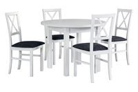 Biały zestaw do kuchni 4 krzesła i okragły stół