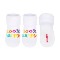 Skarpetki niemowlęce białe SOXO z napisami kolorowymi 16–18