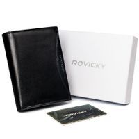 Bogato wyposażony portfel męski z naturalnej skóry licowej RFID — Rovicky