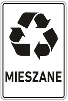 MIESZANE  - Naklejka na kosz segregacja śmieci odpadów 30 cm