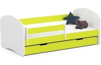 Łóżko dziecięce 160x80 SMILE z materacem i szufladą limonkowe
