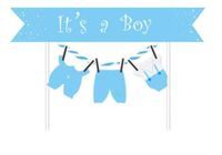 Topper na tort "It's a Boy" baby shower chłopczyk niebieski
