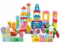 Drewniane klocki zestaw farma 100 el. ECOTOYS