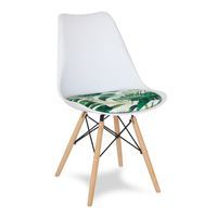 Krzesło z tapicerowaną poduszką na drewnianych bukowych nogach skandynawskie białe 053-T1