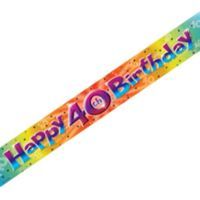 Baner taśma "40 Urodziny - Happy 40 Birthday", tęczowy, Amscan, 365 cm