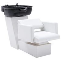 Myjnia fryzjerska, fotel z umywalką, biało-czarna, 129x59x82 cm