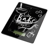 Waga kuchenna elektroniczna szklana SCANDI wyświetlacz LCD max 5 kg czarna z napisem let's bake together